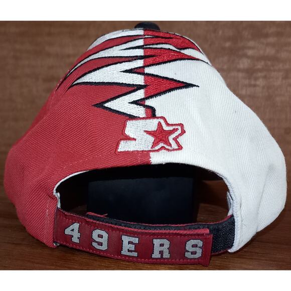 San Francisco 49ers 90s STARTER strapback SHOCKWAVE white red cap NFL Pro vtg - Picture 3 of 8